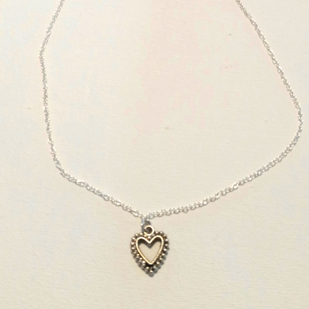 Silver Plated Hollow Heart Necklace